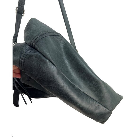 The Sak Gray Leather Shoulder Bag With Adjustable Strap & Charm Pendant - Picture 5 of 10